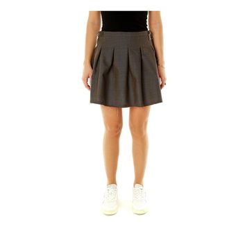 Our Legacy Short Skirts, female, Gray, Size: M Frayed Hem Skirt with Zipper Details