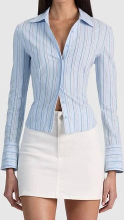 Alice & Olivia Freya Top In Carolina Blue Multi