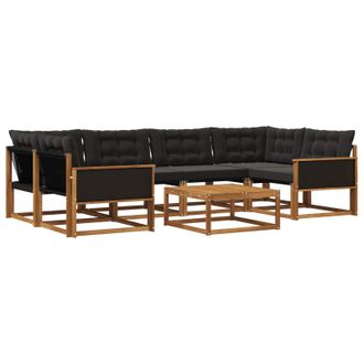 vidaXL Conjunto De Sof&aacute;s De Exterior Con Coj&iacute;n 7 Pcs Natural Y Negro Vidaxl