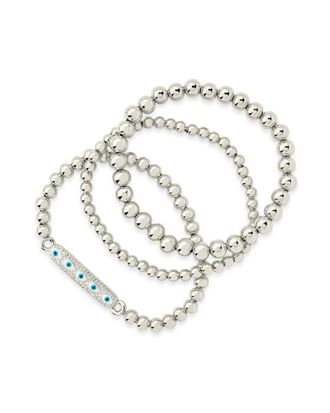 Sterling Forever Cz Evil Eye Set Of 3 Bracelet