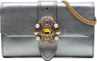 Miu Miu Pre-owned Miu Miu Metallic Goatskin Madras Crystal Embellished Crossbody Ladies C4CIMPTZ6Q55UT1S