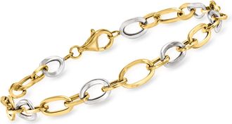 Ross-Simons 14kt 2-Tone Oval-Link Bracelet