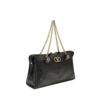 Valentino Garavani Womens Black Lamb Ovis Aries Shoulder Bag
