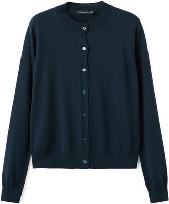 Mango Wool & Cotton Cardigan in Dark Navy at Nordstrom, Size X-Small