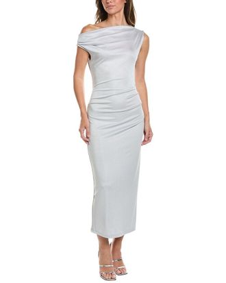 Kenneth Cole Off Shoulder Ruched Waist Midi Dress