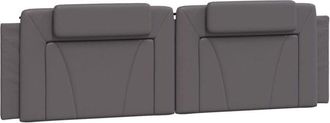 vidaXL Cabecero de cama acolchado cuero sintético gris 180 cm Vidaxl