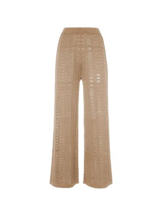 Malo Black Pantalone Wide-Leg Open-Knit Cotton Pants