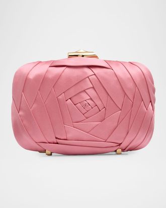 Roger Vivier Rose Vivier Sculptural Satin Clutch Bag