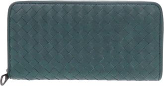 Bottega Veneta Blue Leather Long Wallet (Bi-Fold) (Pre-Owned)