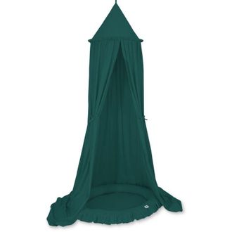 OEM Conjunto: Dosel Colgante De Algod&oacute;n Para Habitaci&oacute;n Infantil Y Nido Con Volante - Verde Botella