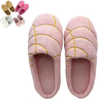 Generic Concha Slippers for Women, Concha Pantuflas Mexico Bread Slippers with Memory Foam and Plush Lining Cute House Slipper (Pink, UK, Adult, Women, 7.5, N