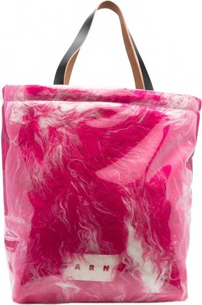 Marni Womens Covered Shearling Tote Bag In Fuschia