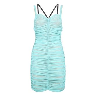 Philipp Plein Kleedjes, Dames, Blauw, L, Katoen, Korte Jurk Studs