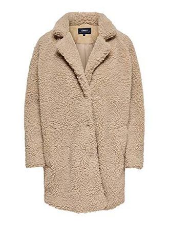 Only Damen Kurzmantel Aurelia Sherpa Coat 15180347 Cuban Sand L