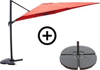 Concept Usine Juego de sombrillas de terracota 3x3m y 4 baldosas de lastre