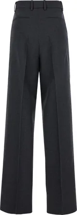 Gucci Womens Grey Wool Pants With Logo Detail Trousers