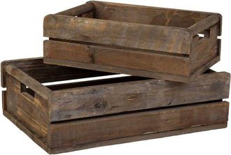 Wanderlust Deco Set 2 Cajones De Madera Marr&oacute;n 49x33x15-39,5x26x13h Cm