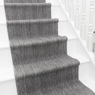 Runrug Stair Runner Carpet - Reversible & Durable, 2mm- Stripes in Grey | Size: 60 cm x 570 cm