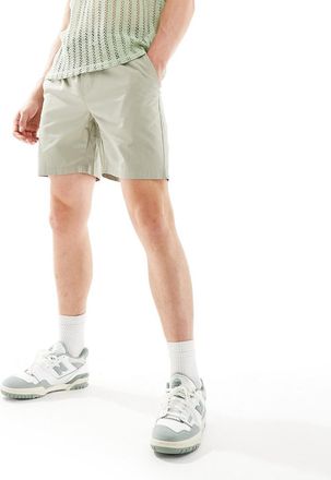 Only & Sons pull on twill shorts in sage-Green