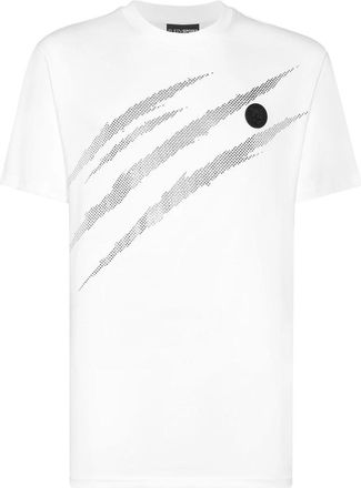 Plein Sport T-Shirt Ronde Hals Scratch - Heren - Sportshirts - Wit - M - Katoen - Fitness