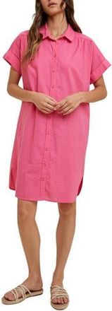 Wishlist Linen & Cotton Blend Mini Shirtdress in Fuchsia at Nordstrom Rack, Size Medium