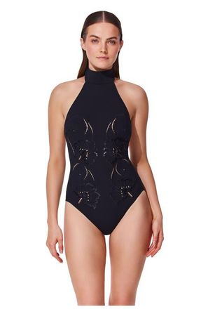 Gottex Hokkaido Mock Neck One Piece in Black at Nordstrom, Size 12