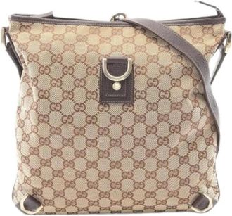 Gucci Pre-owned Vintage Canvas Shoulder Bag - Dames - Vintage Schoudertas - Beige - ONE Size - Leer - Vintage