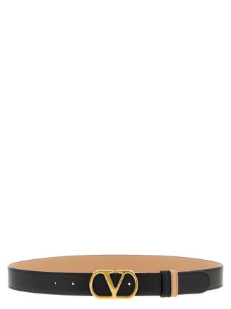 Valentino Garavani Black VLogo Reversible Belt