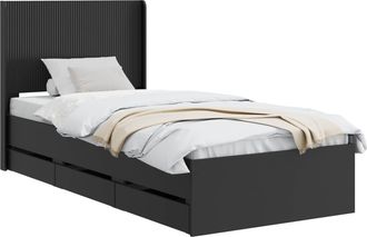 vidaXL Estructura De Cama Con Almacenamiento Y Cabecero Negro Vidaxl