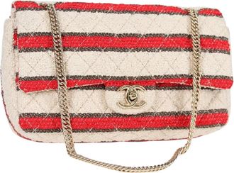 Chanel Timeless/Classique Beige Cotton Shoulder Bag (Pre-Owned)