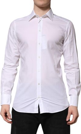 Dolce & Gabbana White GOLD Long Sleeves Dress Formal Mens Shirt