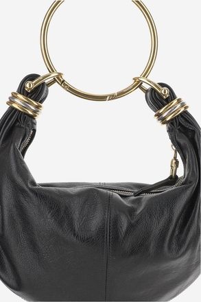 Chlo&eacute; Womens Small Leather Hobo Bag Black Calf Shoulder