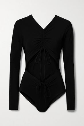 CHRISTOPHER ESBER Costume Con Dettaglio Cut-out, Arricciature E Laccetti Sul Davanti - Nero