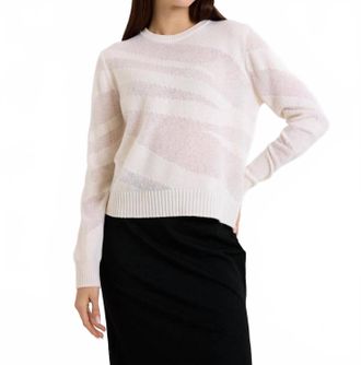 Brodie Mix Guage Zebra Crew Pullover In Organic White