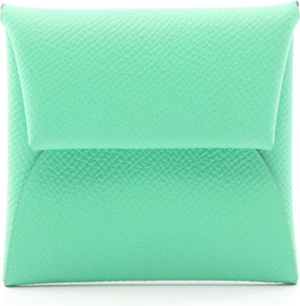 Herm&egrave;s Green Leather Coin Purse/Coin Case (Pre-Owned)