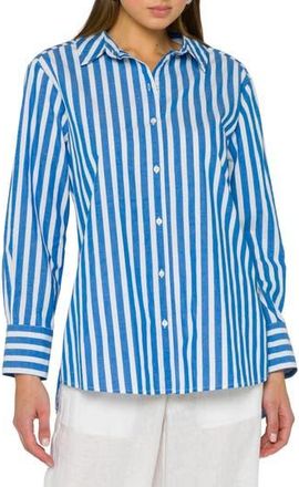 Velvet Heart Westerly Long Sleeve Oversize Shirt in Blue Stripe at Nordstrom Rack, Size X-Small
