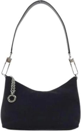 Bulgari Pre-owned Canvas Leather Shoulder Bag - Dames - Vintage Schoudertas - Zwart - ONE Size - Leer - Vintage