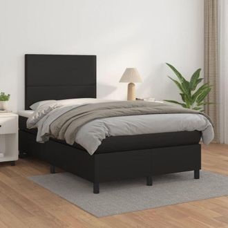 vidaXL Cama Box Spring Con Colch&oacute;n Cuero Sint&eacute;tico Negro 120x200 Cm Vidaxl