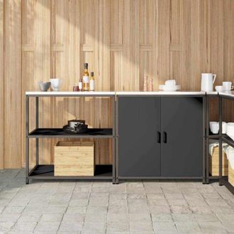 vidaXL Juego De Almacenamiento De Cocina Hattem 2 Pcs Negro Vidaxl