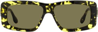 Victoria Beckham VB669S Chain-Detail Rectangular Sunglasses - Yellow