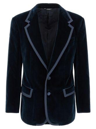 Dolce & Gabbana Blue Cotton Mens Blazer