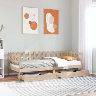 vidaXL Sof&aacute; Cama Con Cajones Madera Maciza De Pino 90x190 Cm Vidaxl