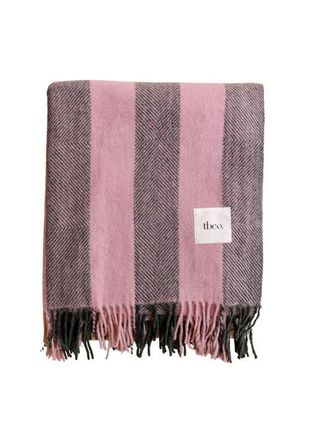 TBCo Recycled Wool Stripe Throw Blanket in Pink Diamond Stripe at Nordstrom, Size Large
