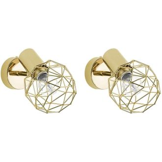 Beliani Beliani - Conjunto de 2 lámparas de pared aplique de metal dorado ajustable industrial Chenab