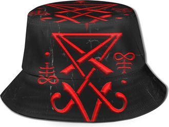 Generic Sigil of Lucifer Satanic Unisex Bucket Hat Soft Sun Caps Breathable Boonie Hat for Beach Teens Festival