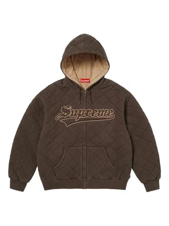 SUPREME Gewatteerd bomberjack met logopatch - Bruin