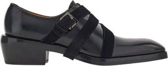 Ferragamo Forest Side Buckle Leather Shoes, Size 6.5