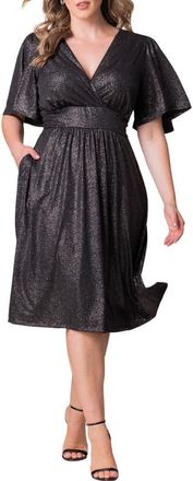 Kiyonna Crystal Cove Metallic Cocktail Dress in Silver Starlight at Nordstrom, Size 4X
