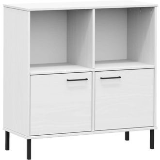vidaXL Vidaxl - Libreria Gambe Metallo Bianco 90x35x90,5 cm Legno Massello oslo