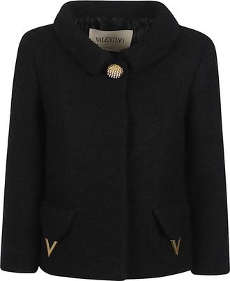 Valentino V Logo-Detail Jas - Dames - Zomerjassen - Zwart - S - Wol - Jassen
